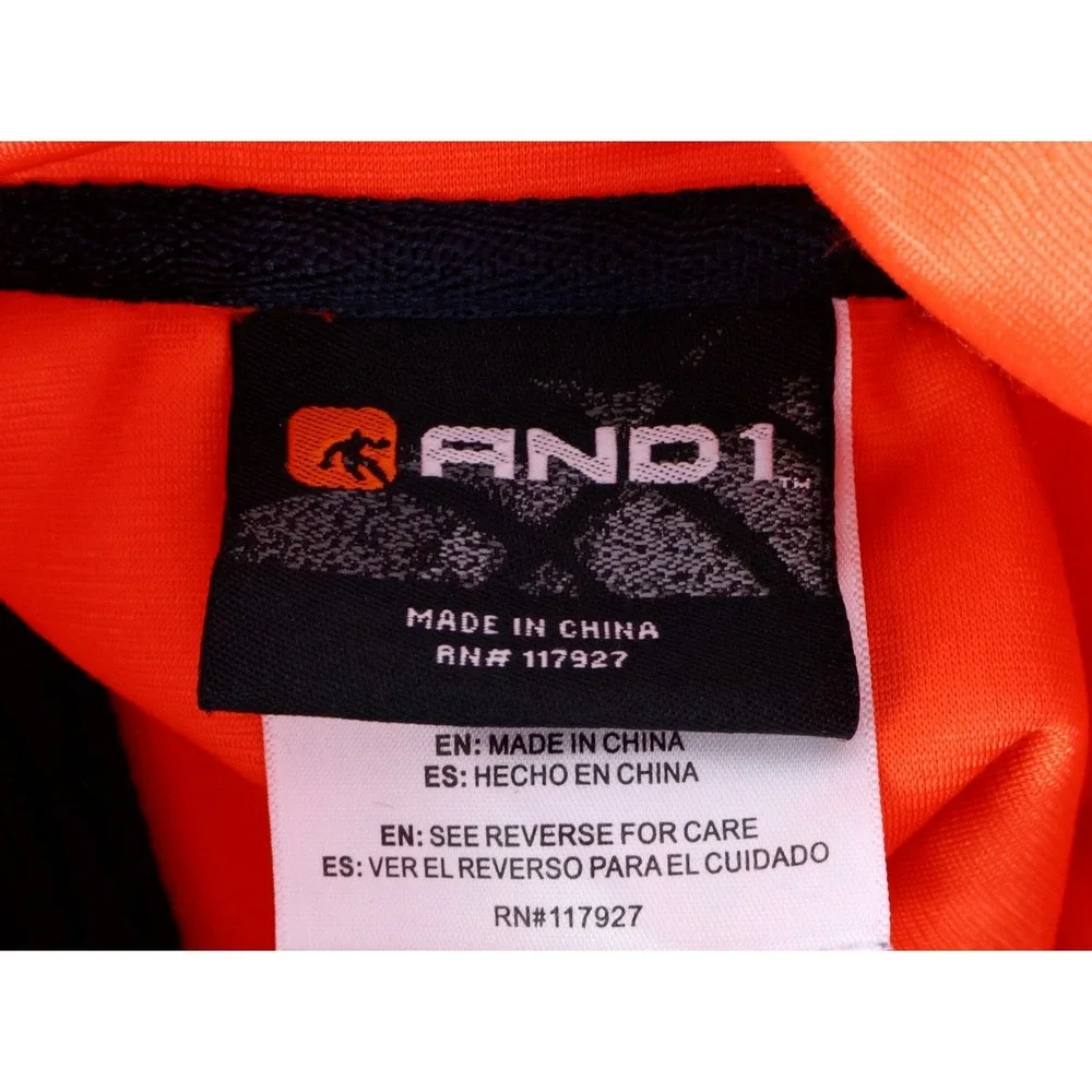 AND 1 Activewear Jacket‎ Full Zip Mens Size L Orange 100% Polyester Pockets